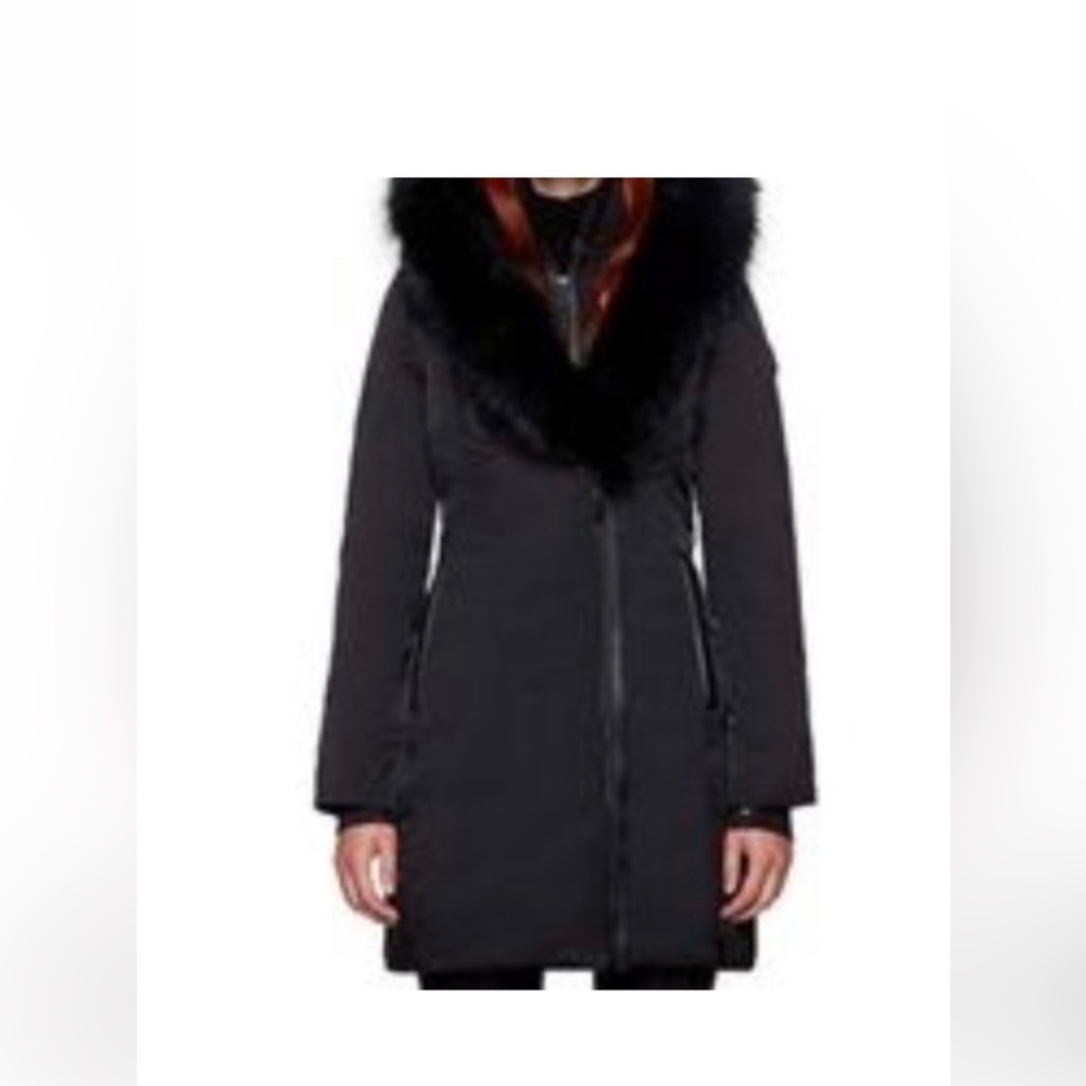 RUDSAK Mingla Black Puffer Coat with Fur Trim size P/S